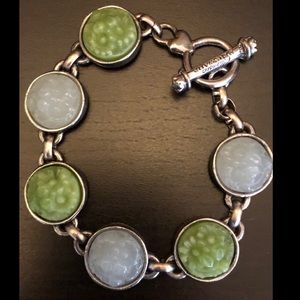 Retrolite Light Blue & Jade Link Floral Bracelet by Classic Hardware